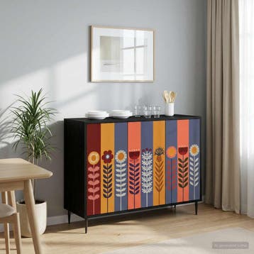 vidaXL Dressoir ESSEN Zwart eiken 102 x 33 x 76 cm Bewerkt, Verzenden