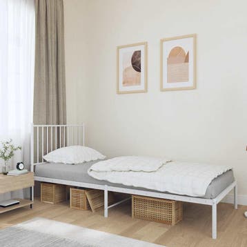 vidaXL Bedframe met hoofdbord metaal wit 90x190 cm, Verzenden