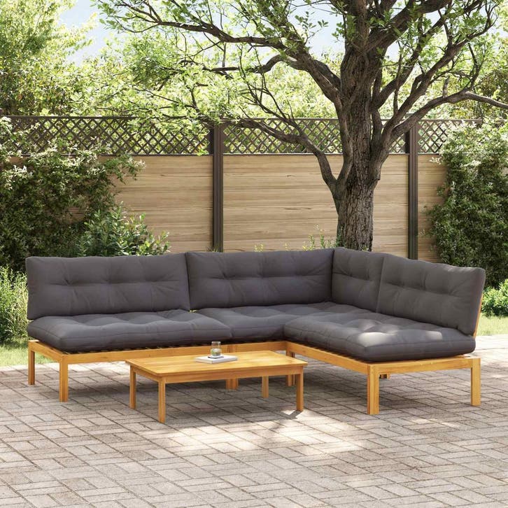 vidaXL 4 Stuk Tuinpallet Sofa Eenheden Massief Acacia Hout, Tuin en Terras, Tuinsets en Loungesets, Nieuw, Verzenden