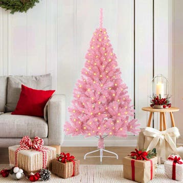 vidaXL Kunststof Voorverlichte Kerstboom met 150 LED Roze, Verzenden