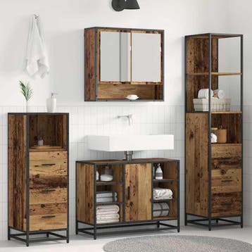 vidaXL Badkamermeubel Set 3 st Oud Hout Bewerkt hout, Verzenden, Nieuw