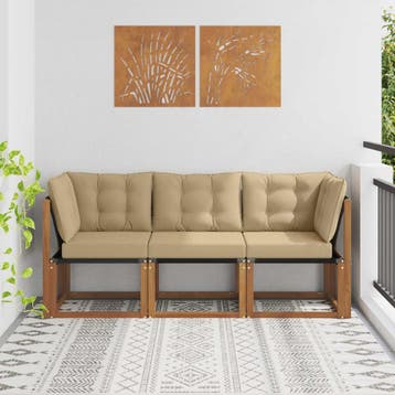 vidaXL 3 st Outdoor Midden- en Hoekbank Naturel, Verzenden, Nieuw