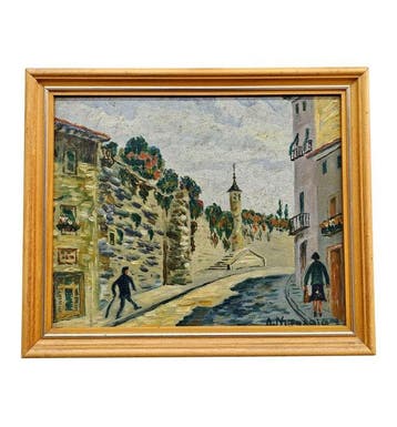 Post Fauvist School (XX) - Figures In An Old Village