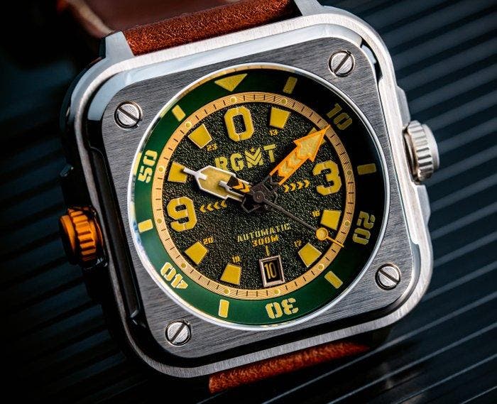 RGMT - Automatic - Sapphire - 21 Jewels - Square - Leather -, Bijoux, Sacs & Beauté, Montres | Hommes