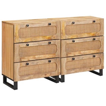 vidaXL Dressoir 2 pcs Bruin 60 x 33 x 75 cm Massief Mango, Verzenden, Nieuw