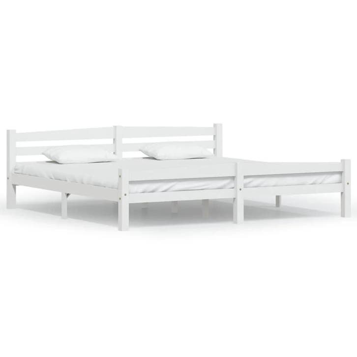 Massief Grenen Bedframe Wit | Tweede Kansje | OP = OP, Huis en Inrichting, Slaapkamer | Bedden, 200 cm, Wit, Nieuw, Hout, Verzenden