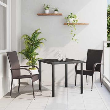 vidaXL Tuin Eettafel Set 3 pcs Bruin Gepoedercoat staal, Verzenden, Nieuw