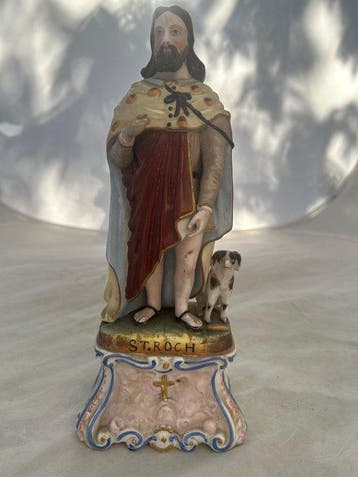Statue, St Roch - 27 cm - Porcelaine, Antiquités & Art