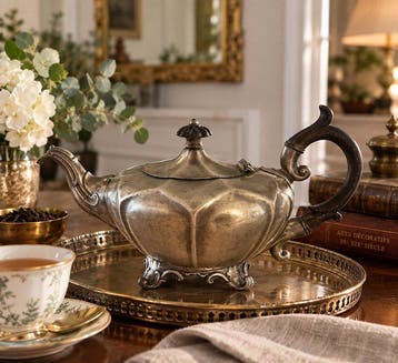 James Dixon & Sons - Theepot - Verzilverd, Hout
