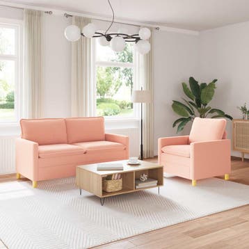 vidaXL bank / zetelstel 2 st Roze Stof, Huis en Inrichting, Zetels | Zetels, Verzenden, Nieuw