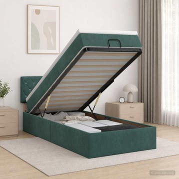vidaXL Ottoman bed met matras Donkergroen 90 x 190 cm, Verzenden