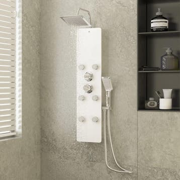 vidaXL Douchepaneel 25x47,5x130 cm glas wit, Verzenden, Nieuw