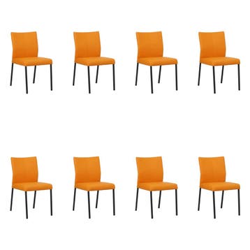 Set van 8 Leren eetkamerstoelen Basic - Toledo Mandarin, Ophalen of Verzenden