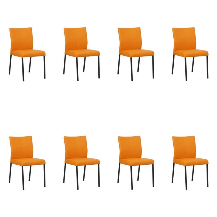 Set van 8 Leren eetkamerstoelen Basic - Toledo Mandarin, Maison & Meubles, Chaises, Enlèvement ou Envoi