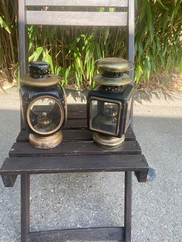 Plafondlamp (2) - Metaal, Messing, Glas - Set van 2