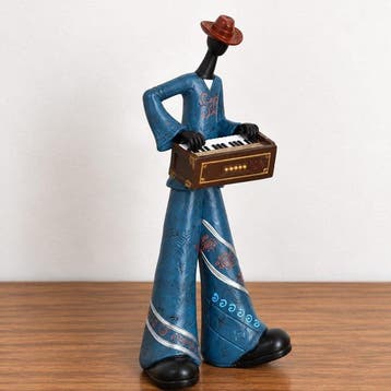sculptuur, Decorative Blue musician Playing Keyboard