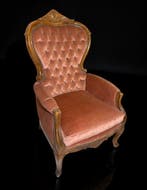 Fauteuil - Chesterfield - Fluweelroze (Pink) - Walnoot -, Antiek en Kunst