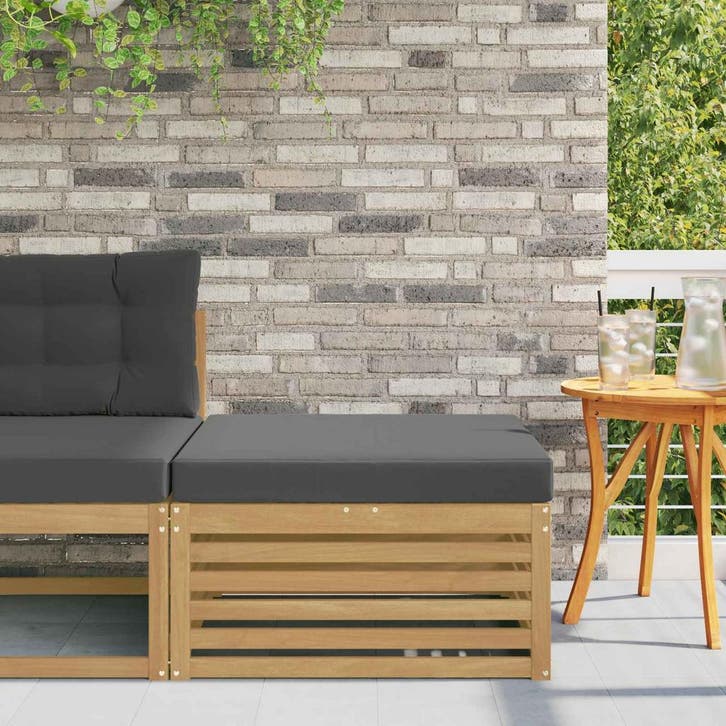 vidaXL Buiten Voetenbank Massief Acacia Hout Wit, Tuin en Terras, Tuinsets en Loungesets, Nieuw, Verzenden