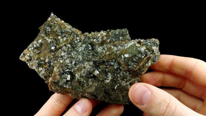 Apatite avec mica - Panasqueira, Covilhã, Portugal - Hauteur, Verzamelen, Mineralen en Fossielen