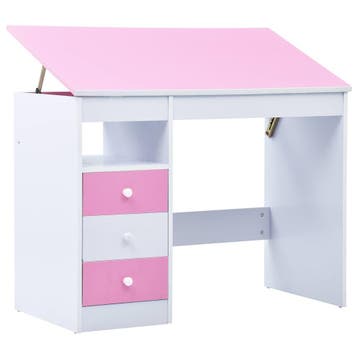vidaXL Kindertekentafel/-bureau kantelbaar roze en wit, Verzenden, Nieuw