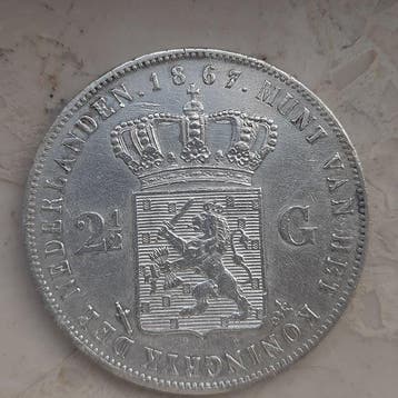 Nederland. Willem III. 2 1/2 Gulden 1867 (Zonder