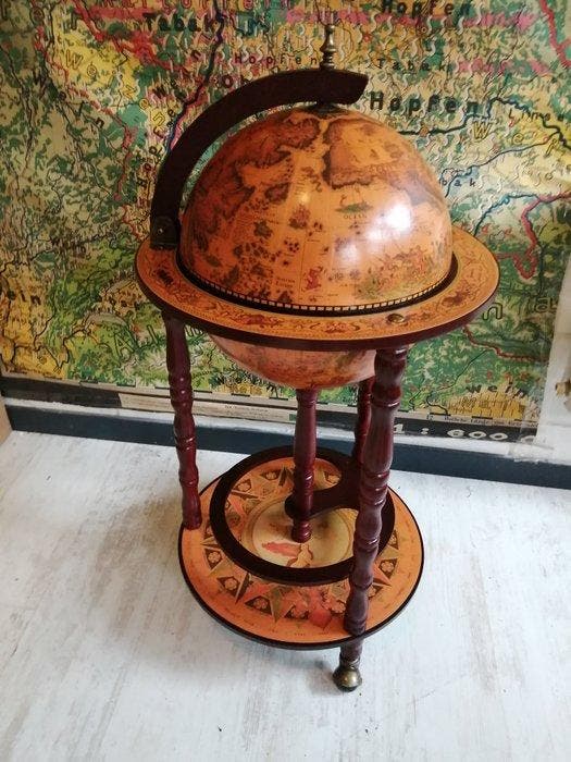 Globe bar - Hout - Globebar Barglobe, Antiek en Kunst, Curiosa en Brocante
