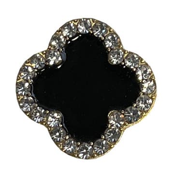 Fako Bijoux - Magnetische Mini Broche - Bloem Zwart Strass -, Verzenden