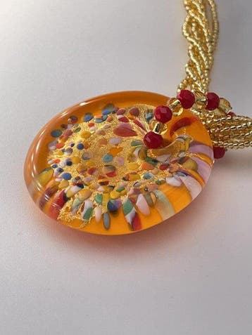 24 karaat - Murano-glas, Geel goud - Ketting met hanger -