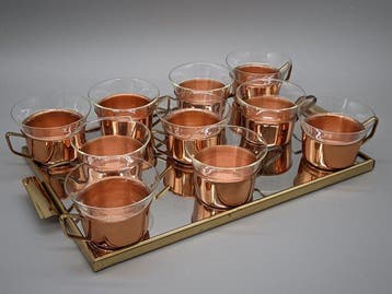 Service de table pour le dîner - Vintage Kupfer Glas Punsch, Antiek en Kunst, Antiek | Keukengerei