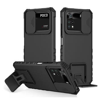 Xiaomi Poco M3 Pro - Kickstand Hoesje met Camera Slide -, Verzenden