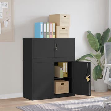vidaXL Archiefkast 90x40x110 cm staal zwart, Verzenden, Nieuw