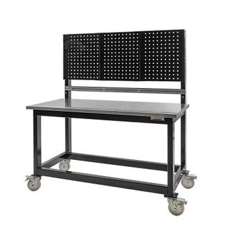 Werkbank op wielen met 160 x 70 cm. metalen blad., Ophalen of Verzenden
