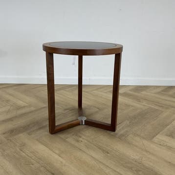 design bijzettafel - zwart glazen inlegblad, (hxbxd), Gebruikt
