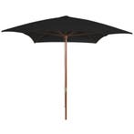 vidaXL Parasol met houten paal 200x300 cm zwart, Verzenden, Nieuw