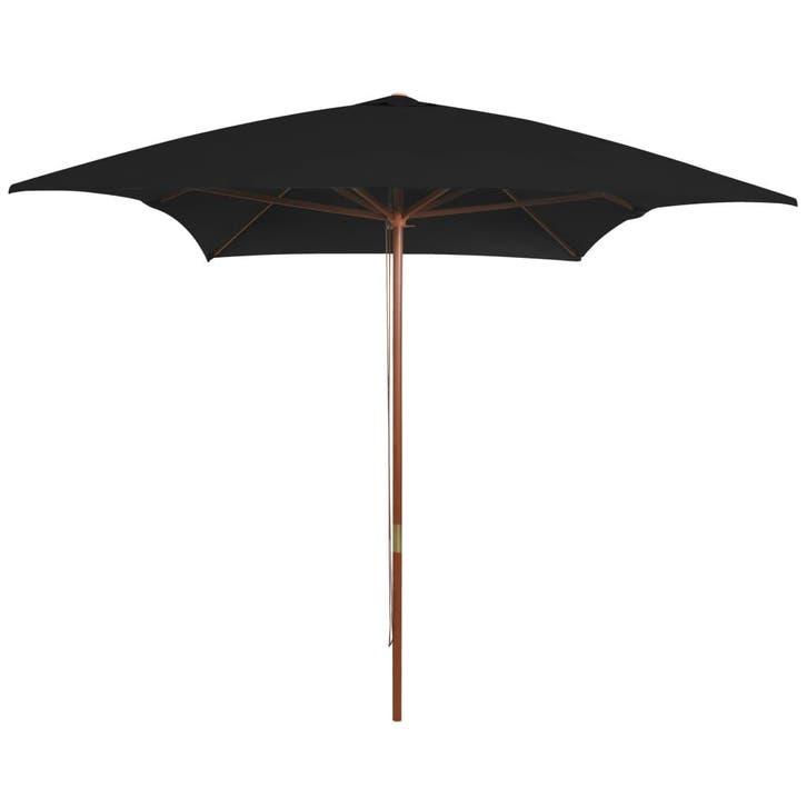 vidaXL Parasol met houten paal 200x300 cm zwart, Tuin en Terras, Parasols, Nieuw, Verzenden