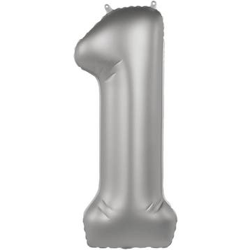 1 Jaar Cijfer Ballon Zilver 86cm, Verzenden, Nieuw