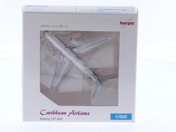 Schaal 1:500 Herpa 506823 Boeing 737-800 Caribbean Airlin..., Ophalen of Verzenden, Zo goed als nieuw