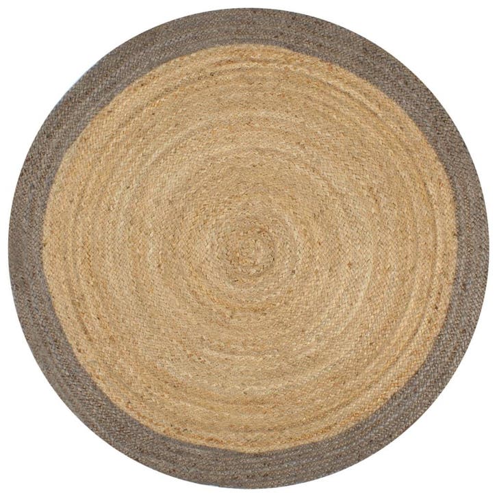 vidaXL Vloerkleed handgemaakt met grijze rand 150 cm jute, Maison & Meubles, Ameublement | Tapis & Moquettes, Envoi