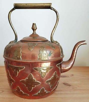 Theepot - Koper, Messing - Marokko - Begin 20e eeuw