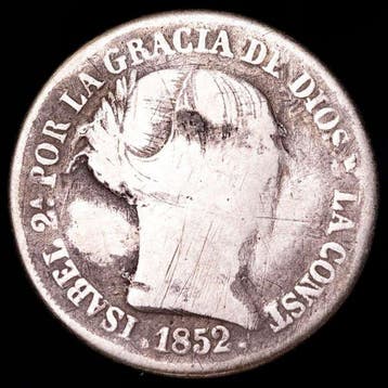 Espagne. Isabelle II. Pareja de 2 monedas de plata de 2