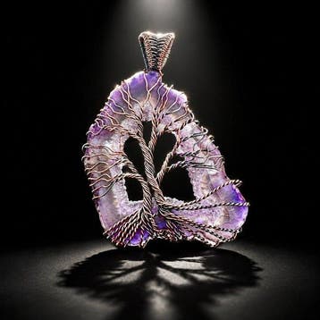 Solar Achat - Arbre de Vie - cuivre - 8 cm - Pendentif
