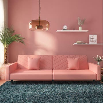 vidaXL Slaapbank / zetel 2-zits met 2 kussens fluweel roze, Verzenden, Nieuw