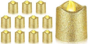 LED Minikaarsje Glitter Goud per stuk, Nieuw
