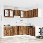 vidaXL 11-delige Keukenkastenset Lyon bewerkt hout oud, Verzenden, Nieuw