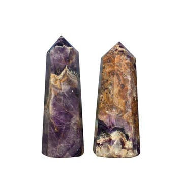 KAMR GEM Chevron Amethyst Crystal Towers - Set van 2