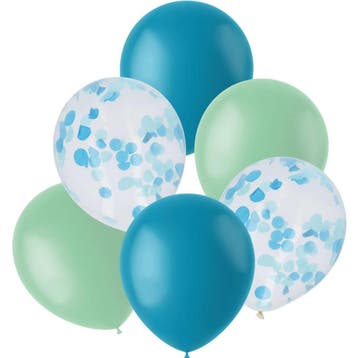 Ballonnen Mix Blauw 30cm 6st, Verzenden, Nieuw