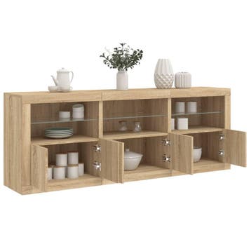 vidaXL Dressoir met LED-verlichting 181,5x37x67 cm sonoma, Verzenden