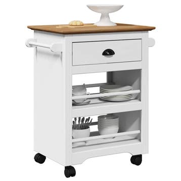 vidaXL Keukentrolley BODO 67,5x45x80 cm wit en bruin, Huis en Inrichting, Verzenden, Nieuw
