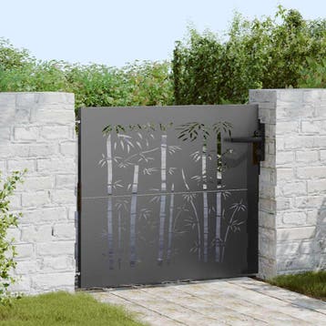 vidaXL Tuinpoort 85 x 100 cm Poedercoated staal Zwart, Verzenden