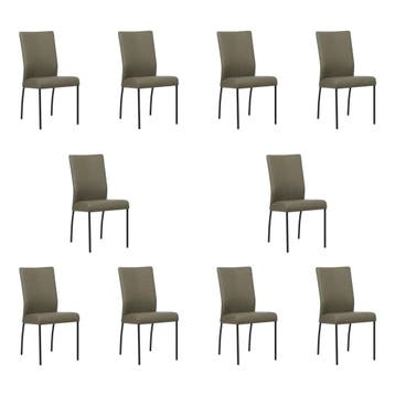 Set van 10 Leren eetkamerstoelen Comfort - Toledo Smog, Ophalen of Verzenden